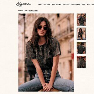 Sezane Charcoal Washed Denim Black Organic Cotton T-shirt Size S